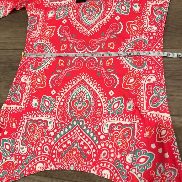 NWT Lily by Firmiana Long Tunic Top, Shark Bite Hem, Paisley, Long - Picture 10 of 14